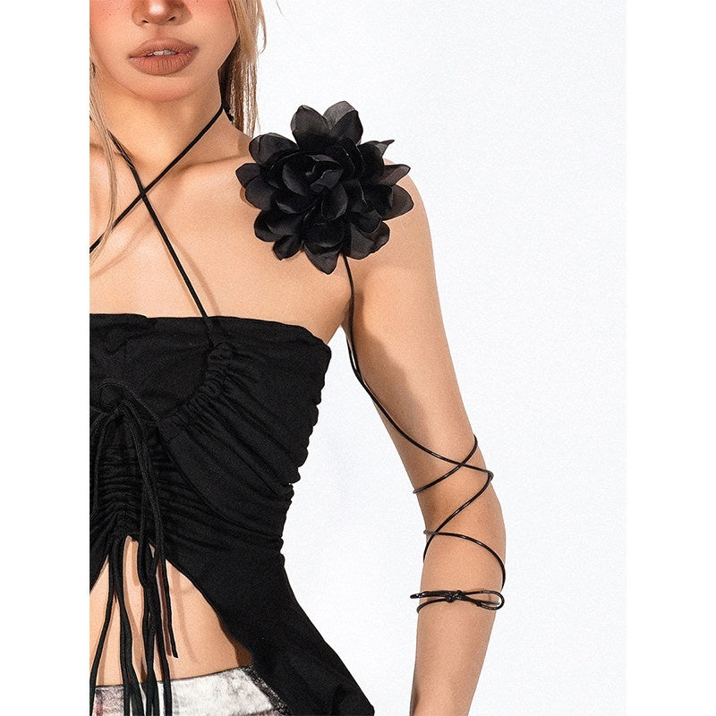 Arielink Black Rose Wolf Fang Punk Multilayer Women's Liquid Metal Heavy Chain Necklaces 775459552279