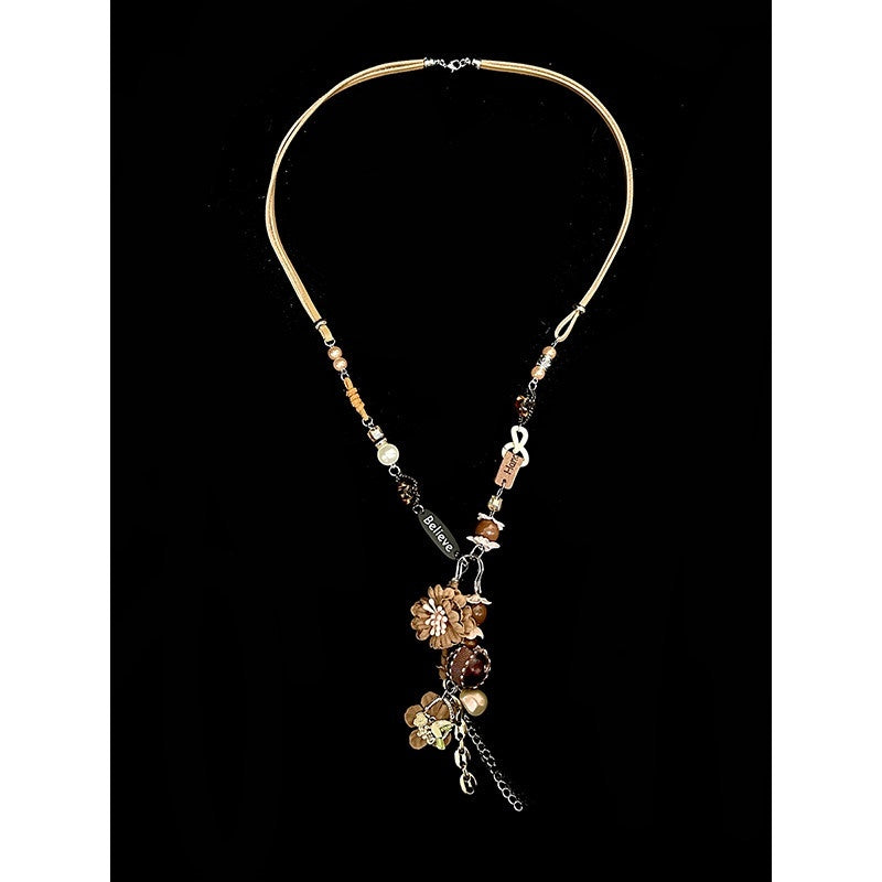 Arielink Black Rose Wolf Fang Punk Multilayer Women's Liquid Metal Heavy Chain Necklaces 775459552279