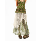 Arielink Boho Asymmetric Patchwork A Line Tulle Lace Women's Handwoven Maxi Skirts 1042725458500