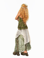 Arielink Boho Asymmetric Patchwork A Line Tulle Lace Women's Handwoven Maxi Skirts