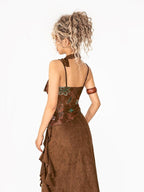 Arielink Boho Floral Print Tie Backless Women's Sheer Mesh Short Slim Camisoles
