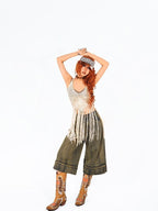 Arielink Boho Tassel Cutout Asymmetric Backless Halter Tie Women's Knit Camisoles
