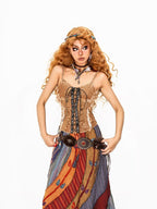 Arielink Camel Distressed Tie Asymmetric Open Back Lettuce Edge Women's Camisoles