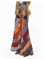 Arielink Camel Distressed Tie Asymmetric Open Back Lettuce Edge Women's Camisoles