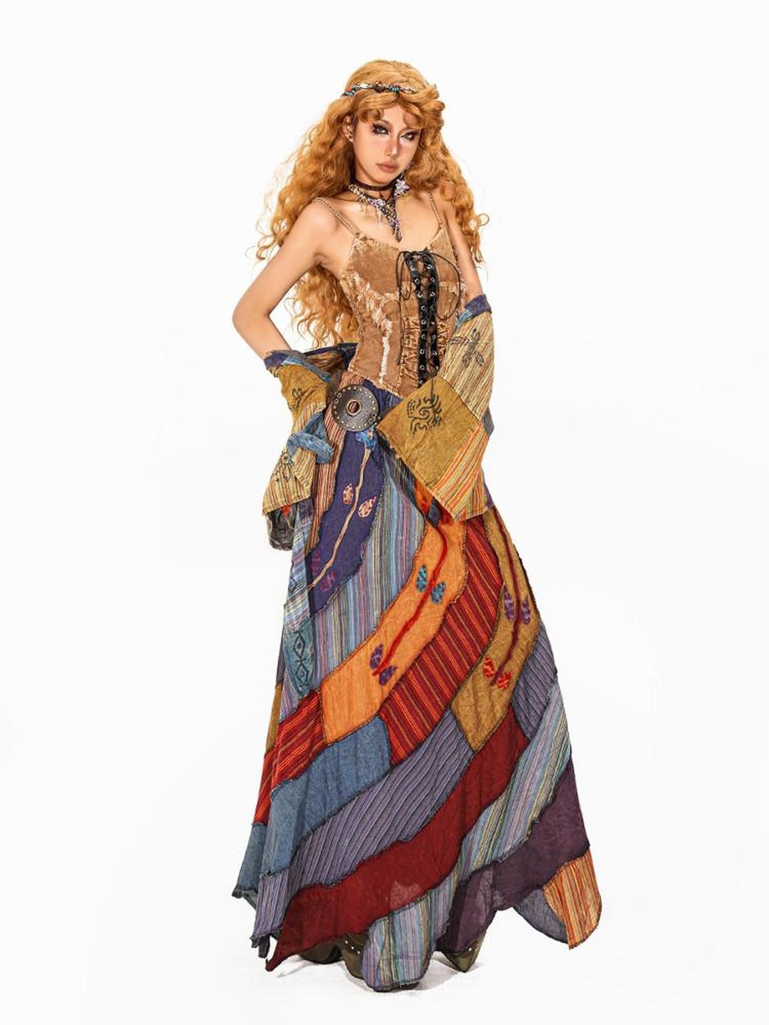 Arielink Camel Distressed Tie Asymmetric Open Back Lettuce Edge Women's Camisoles