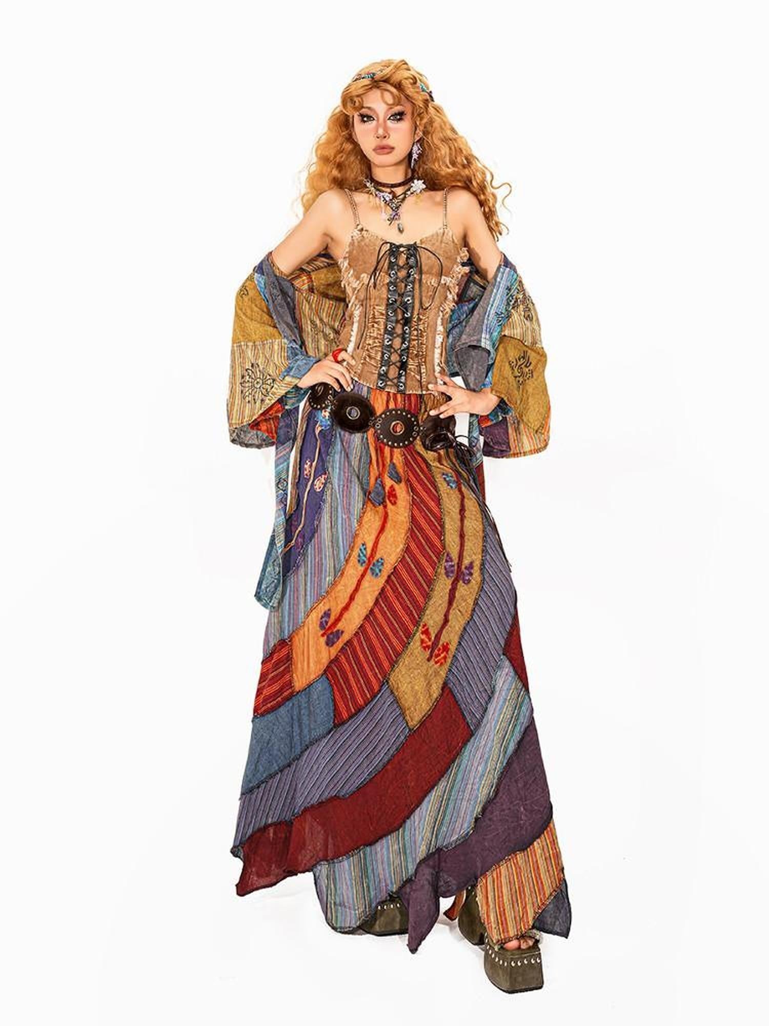 Arielink Camel Distressed Tie Asymmetric Open Back Lettuce Edge Women's Camisoles