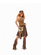 Arielink Camel Fringe Halter V-neck Button Cropped Women's Suede Tank Tops