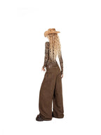 Arielink Coffee Brown Distressed Leopard Print Stand Collar Women's Leather Vests