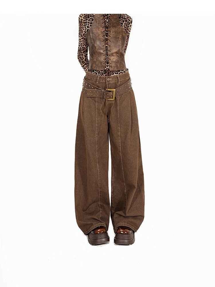 Arielink Coffee Brown Distressed Leopard Print Stand Collar Women's Leather Vests