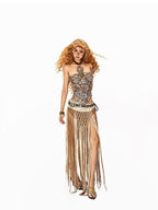Arielink Crochet Openwork Fringe Irregular Women's Handknit Midi Skirts