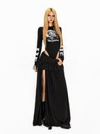 Arielink Cutout Butterfly Skull Punk Print Women's Long Sleeve T-shirts