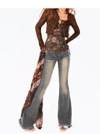 Arielink Dark Brown Rectangular Ethnic Layered Ribbon Women's Other Material Belts