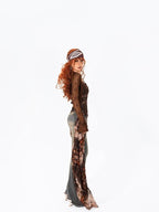 Arielink Deep Brown Ethnic Flowing Layered Sash Women's Other Fabric Belts