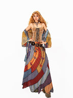 Arielink Distressed Patchwork Print Tie Front Cropped Open Cardigan Women's Shirts