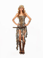 Arielink Distressed Tie Dye Asymmetrical Fringe Patchwork Women's Camisoles