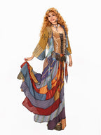 Arielink Distressed Tie Print Patchwork Irregular Open Front Women's Shirts