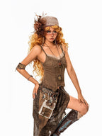 Arielink Distressed Vintage Lace Spliced Faux Two Piece Women's Lace Camisoles