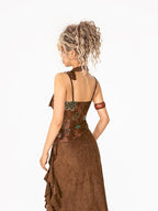 Arielink Exotic Floral Print Tie Back Backless Women's Sheer Mesh Cropped Camisoles