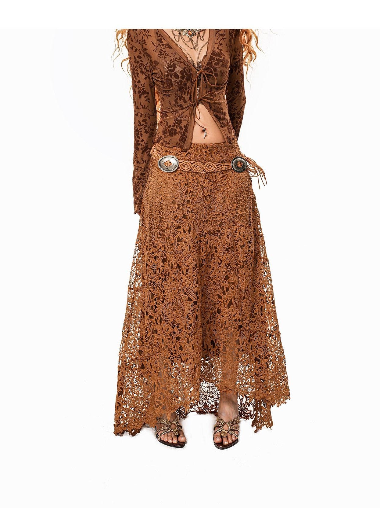 Arielink Floral Print Vintage Bell Sleeve Tie Front Women's Sheer Mesh Cropped Cardigans