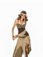Arielink Grunge Asymmetric Distressed Mesh Patchwork Women's Other Fabric Camisoles