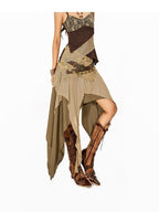 Arielink Grunge Asymmetric Distressed Mesh Patchwork Women's Other Fabric Camisoles