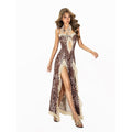 Arielink Leopard Print Backless Cutout Lace High Waist Slim Women's Slip Maxi Dresses 947072939937