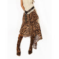 Arielink Leopard Print Tie Dye Asymmetric Tiered A Line Women's Mesh Midi Skirts 935218825512