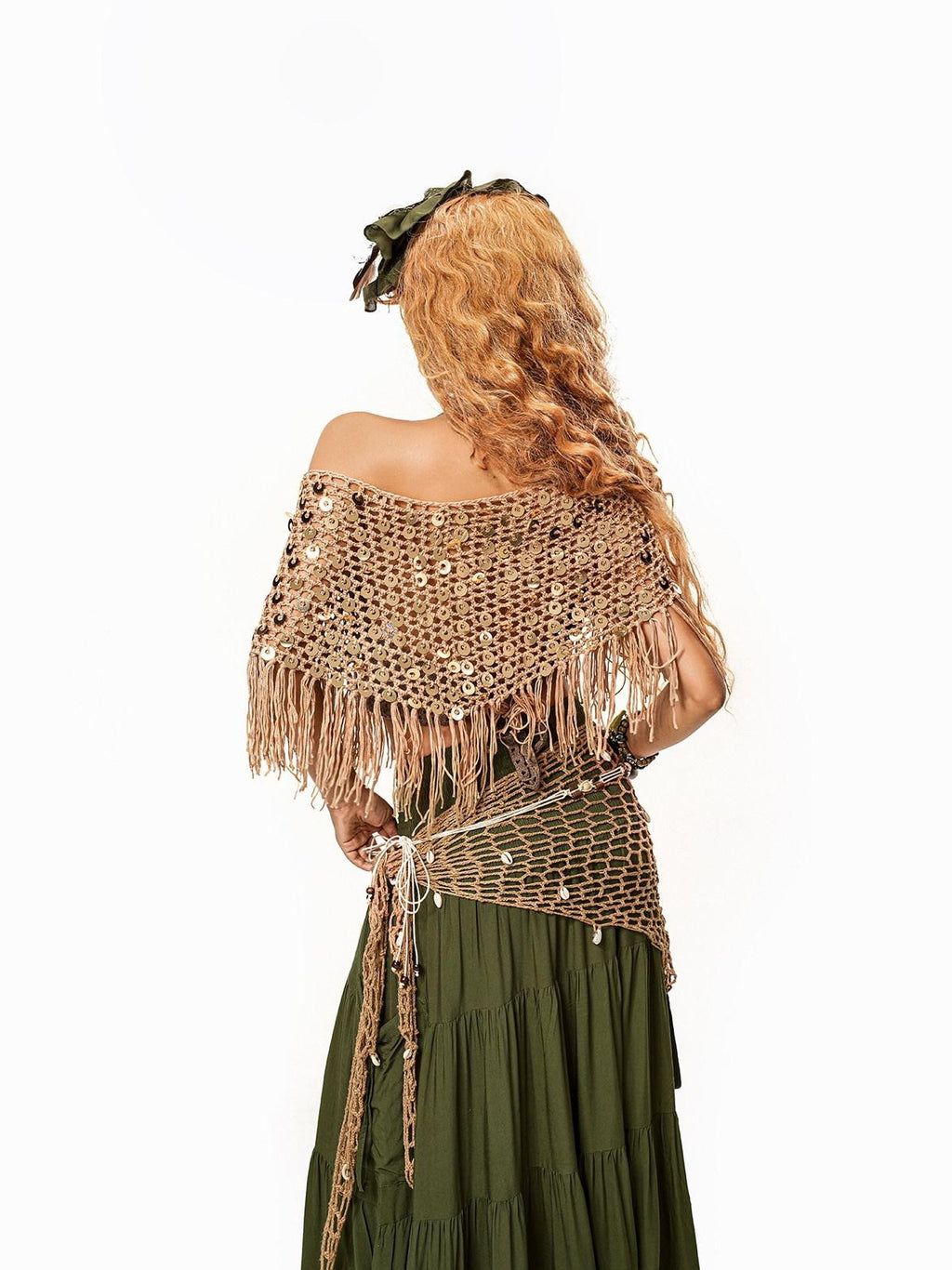 Arielink Openwork Mesh Cutout Tassel Halter Tie Knit Women's Camisoles