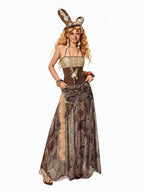 Arielink Paisley Print Mesh A Line Women's Lined Elastic Waist Maxi Skirts