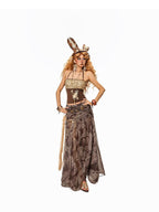 Arielink Paisley Print Mesh A Line Women's Lined Elastic Waist Maxi Skirts