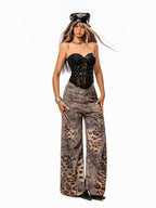 Arielink Punk Studded Corset Boned Cropped Women's Lace Bandeau Tank Tops