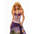 Arielink Purple Polka Dot Lace Patchwork Layered Fake Two Piece Women's Camisoles 1053132690913