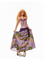 Arielink Purple Polka Dot Lace Patchwork Layered Fake Two Piece Women's Camisoles