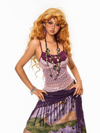 Arielink Purple Polka Dot Lace Patchwork Layered Fake Two Piece Women's Camisoles