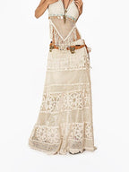 Arielink Retro Crochet Openwork Distressed Asymmetric A Line Women's Knit Maxi Skirts