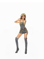 Arielink Retro Distressed Ripped Western Denim Adjustable Strap Women's Cotton Camisoles