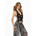 Arielink_Retro_Jersey_Asymmetrical_Lace_Up_Halter_Backless_Letter_Print_Women's_Tank_Tops_951981784654_MISSTT