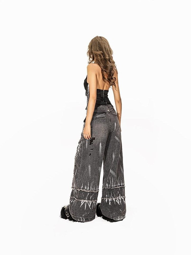 Arielink Retro Jersey Asymmetrical Lace Up Halter Backless Letter Print Women's Tank Tops