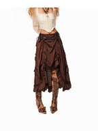 Arielink Ruffled Tiered Irregular Laced High Waist Gothic Punk Women's Maxi Skirts