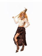 Arielink Ruffled Tiered Irregular Laced High Waist Gothic Punk Women's Maxi Skirts