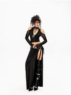 Arielink Sheer Cutout Halter Asymmetrical V-neck Women's Mesh Cardigans