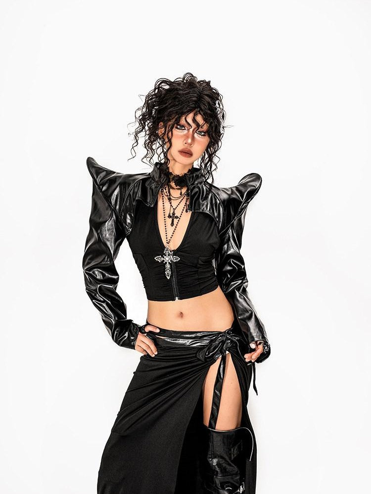Arielink Sheer Cutout Halter Asymmetrical V-neck Women's Mesh Cardigans