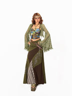 Arielink Vintage Boho Cutout Lace Bell Sleeve V-neck Cropped Women's Cardigans