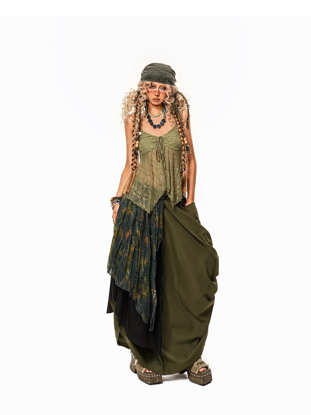 Arielink Vintage Crochet Openwork V-neck Irregular Hem Women's Lace Camisoles
