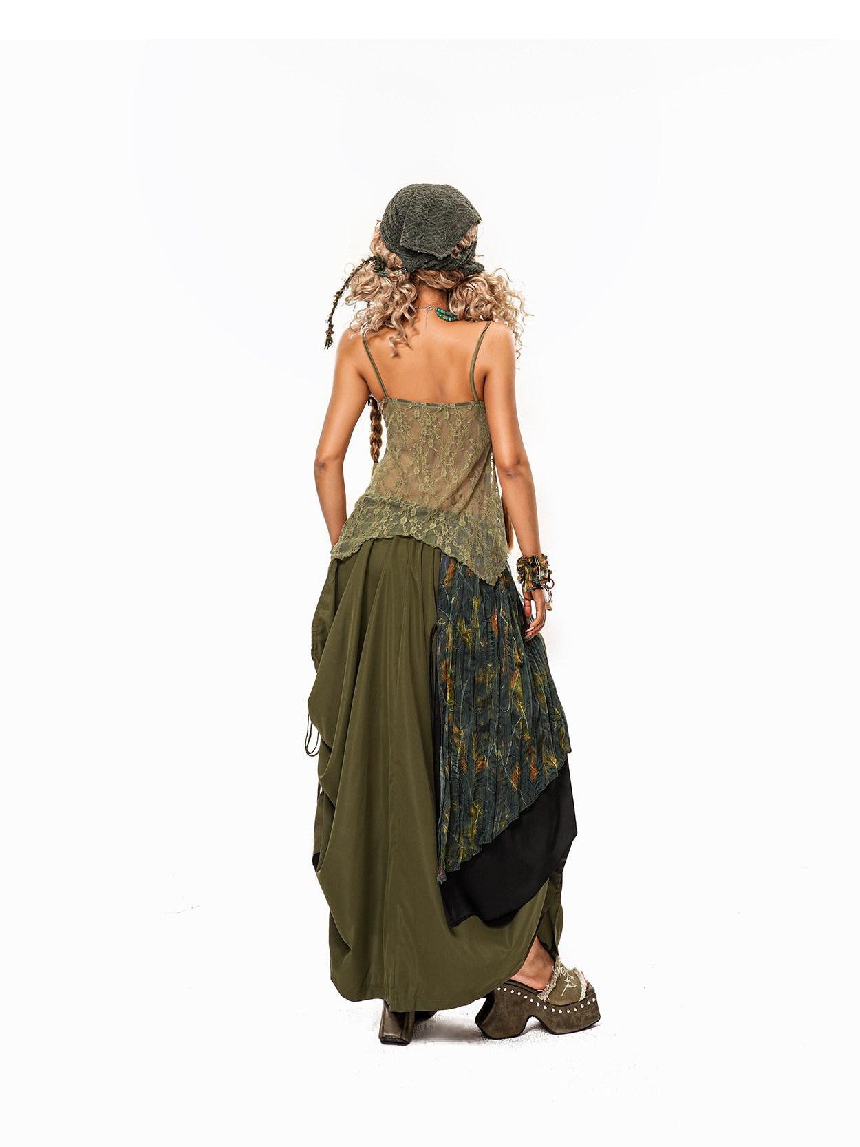 Arielink Vintage Crochet Openwork V-neck Irregular Hem Women's Lace Camisoles