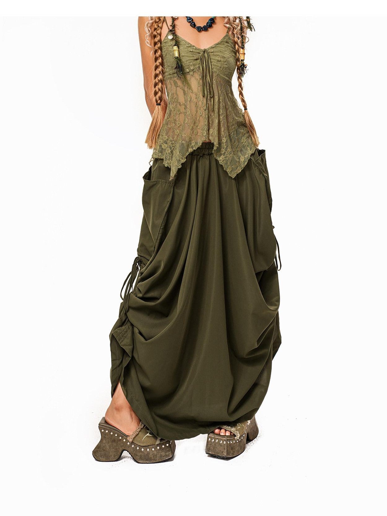Arielink Vintage Crochet Openwork V-neck Irregular Hem Women's Lace Camisoles
