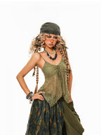 Arielink Vintage Crochet Openwork V-neck Irregular Hem Women's Lace Camisoles