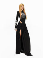 Arielink Vintage Cutout Butterfly Skull Print Punk Y2k Women's Long Sleeve T-shirts