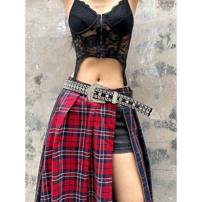 Arielink Vintage Decorative Rhinestone Studded Waist Chain Women's Belts 773747473626