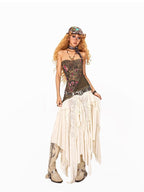 Arielink Vintage Distressed Asymmetric Ruffle Patchwork Tassel Women's Other Maxi Skirts